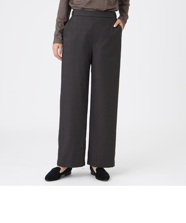 【カタログ掲載】【ウォッシャブル】ラメグレンチェックブラッシュドストレートパンツ