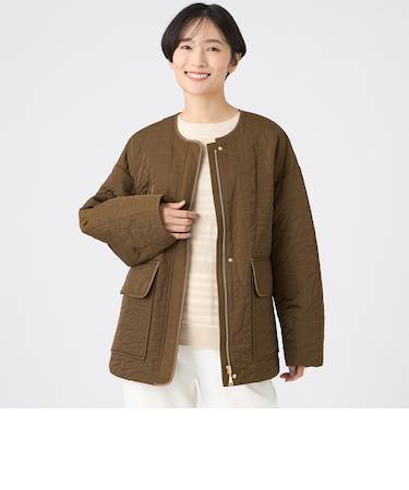 【カタログ掲載】【マシンウォッシャブル】アニマルキルトノーカラージャケット