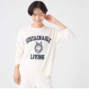 【SANYO Style EDITION掲載】【ウォッシャブル】ウルフカレッジロゴニットプルオーバー