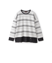 【ウォッシャブル】ウールジャカードジャージーボーダーカットソー