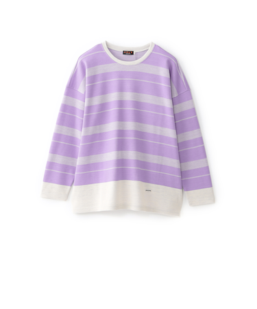 【ウォッシャブル】ウールジャカードジャージーボーダーカットソー