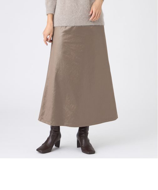 【カタログ掲載】【マシンウォッシャブル】レザーライクサテンストレッチスカート