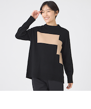 【SANYO Style EDITION掲載】【ウォッシャブル】ブロッキングウールニットプルオーバー