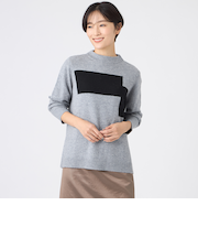 【SANYO Style EDITION掲載】【ウォッシャブル】ブロッキングウールニットプルオーバー