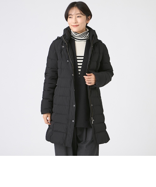 【SANYO Style EDITION掲載】【ウォッシャブル・放電テープ付】マットタフタフーデッドロングダウンコート