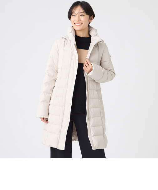 【SANYO Style EDITION掲載】【ウォッシャブル・放電テープ付】マットタフタフーデッドロングダウンコート