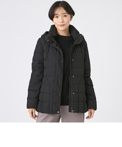 【SANYO Style EDITION掲載】【ウォッシャブル・放電テープ付】マットタフタフーデッドミドルダウンジャケット