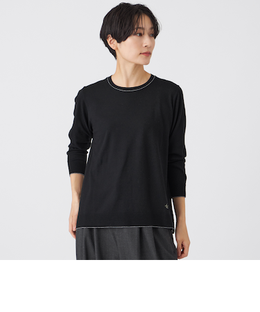 【ウォッシャブル】ハイゲージラインニットプルオーバー