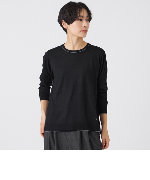 【ウォッシャブル】ハイゲージラインニットプルオーバー