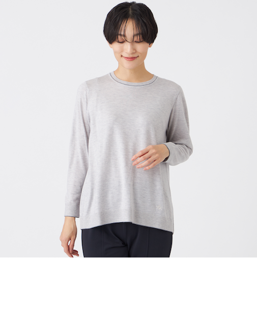 【ウォッシャブル】ハイゲージラインニットプルオーバー