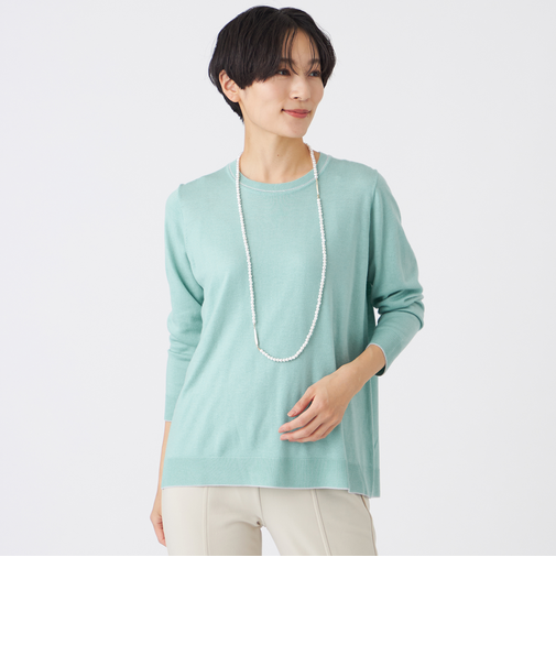 【ウォッシャブル】ハイゲージラインニットプルオーバー