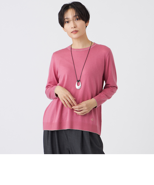 【ウォッシャブル】ハイゲージラインニットプルオーバー