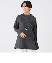 【ウォッシャブル】シャドープリントダンボールニットチュニックプルオーバー