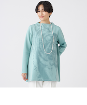 【ウォッシャブル】シャドープリントダンボールニットチュニックプルオーバー