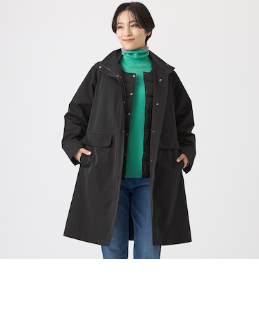 【はっ水・ウォッシャブル】ダウンライナーウイングカラーコート