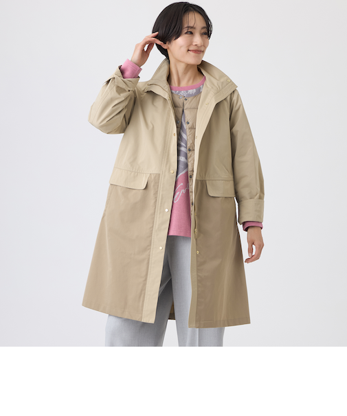 【はっ水・ウォッシャブル】ダウンライナーウイングカラーコート