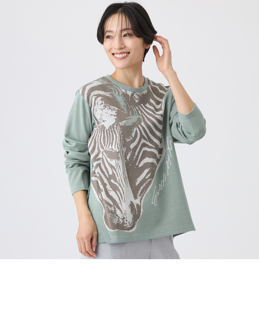 【ウォッシャブル】ツインゼブラジャカードカットソー