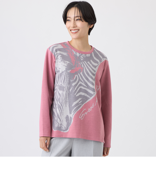 【ウォッシャブル】ツインゼブラジャカードカットソー