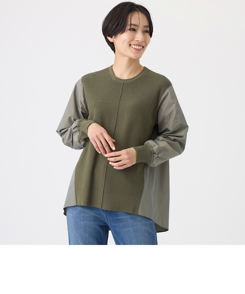 ウォッシャブル】タフタコンビニットプルオーバー｜エヴェックス バイ