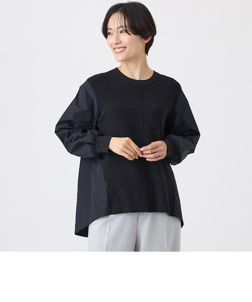 【ウォッシャブル】タフタコンビニットプルオーバー