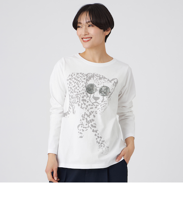 【ウォッシャブル】グラスパンサープリントカットソー