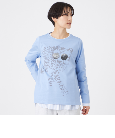 【ウォッシャブル】グラスパンサープリントカットソー