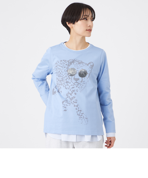 【ウォッシャブル】グラスパンサープリントカットソー