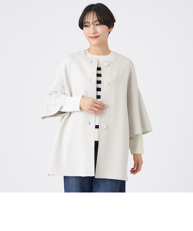 【ウォッシャブル】コットンブレンドニットコート