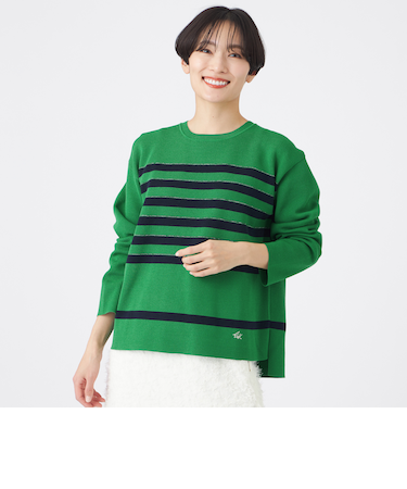 【マシンウォッシャブル】テックスブリッドボーダーニットプルオーバー