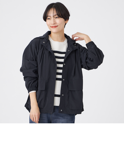 【花粉対策・はっ水・ウォッシャブル】ポランタフタギャザーブルゾン