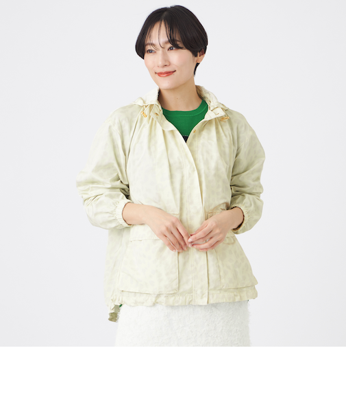 【花粉対策・ウォッシャブル】プリントポランタフタギャザーブルゾン