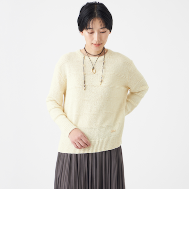 【カタログ掲載・ウォッシャブル】パターンボーダーラメニットプルオーバー