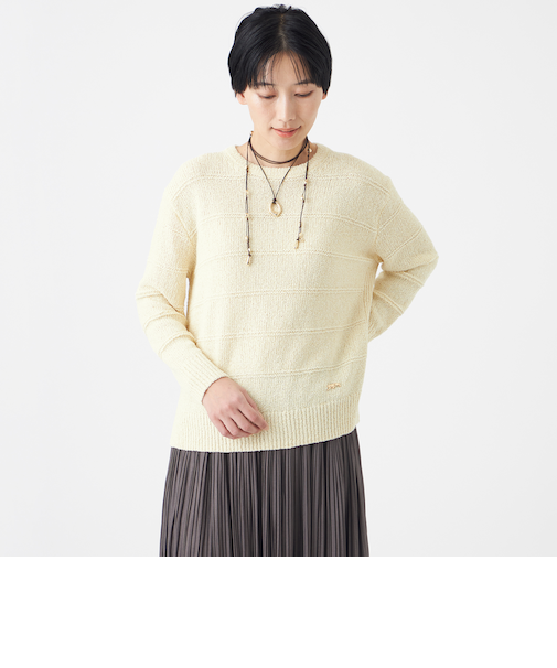 【カタログ掲載・ウォッシャブル】パターンボーダーラメニットプルオーバー