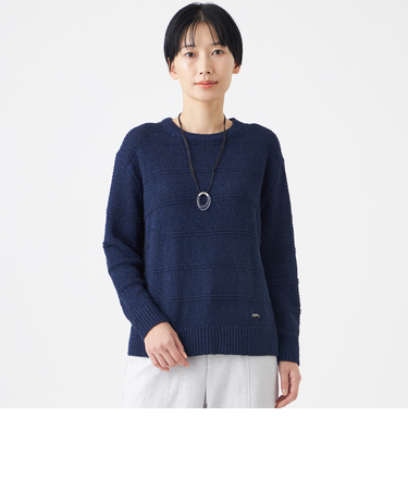 【カタログ掲載・ウォッシャブル】パターンボーダーラメニットプルオーバー