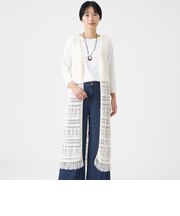 【カタログ掲載・ウォッシャブル】パターンボーダーロングニットジレ