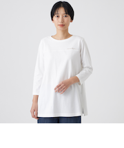 【カタログ掲載・ウォッシャブル】ロゴエンブロイダリーチュニックカットソー