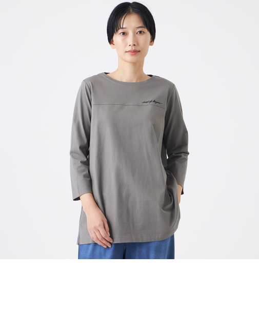 【カタログ掲載・ウォッシャブル】ロゴエンブロイダリーチュニックカットソー