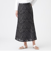 【カタログ掲載・ウォッシャブル】ゼブラレースタイトフレアスカート