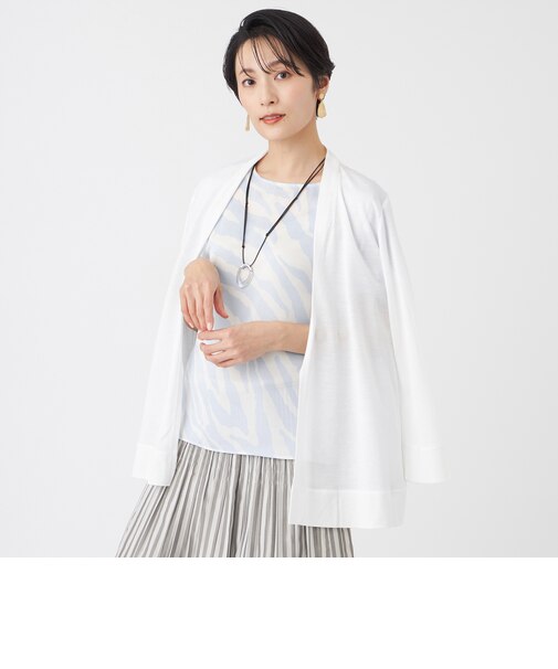 【接触冷感・ウォッシャブル】ハイゲージ天竺カーディガン