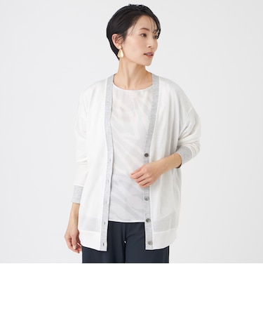 【接触冷感・ウォッシャブル】ハイゲージ天竺Vネックカーディガン