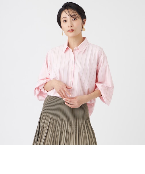 【カタログ掲載・ウォッシャブル】ハイゲージストライプジャージーシャツ