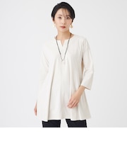 【接触冷感・マシンウォッシャブル】ハイゲージメリルハイテンションチニックカットソー