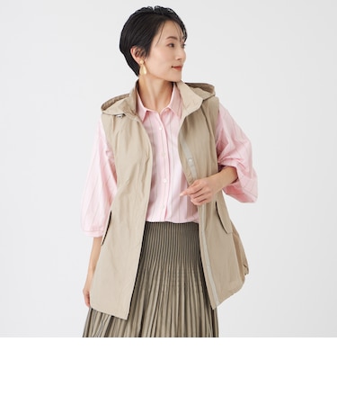 【カタログ掲載・マシンウォッシャブル】パンチングタフタフーデッドジレ