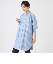 【カタログ掲載・ウォッシャブル】ハイゲージストライプジャージーチュニックブラウス