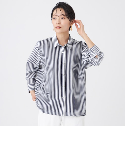 【カタログ掲載・ウォッシャブル】レイヤードストライプシャツ