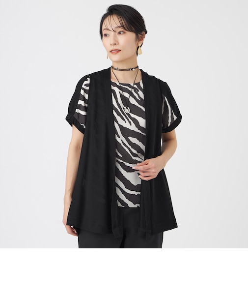 【接触冷感・ウォッシャブル】ハイゲージ天竺ジレ