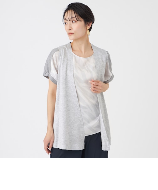 【接触冷感・ウォッシャブル】ハイゲージ天竺ジレ