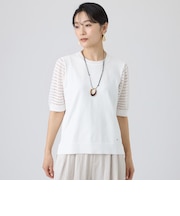 【カタログ掲載・ウォッシャブル】クロッシングメッシュニットプルオーバー