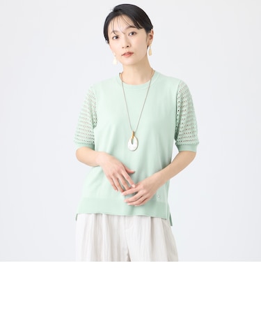 【カタログ掲載・ウォッシャブル】クロッシングメッシュニットプルオーバー