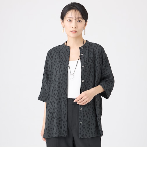 【カタログ掲載・吸水速乾・マシンウォッシャブル】チータードットプリントドルマンブラウス